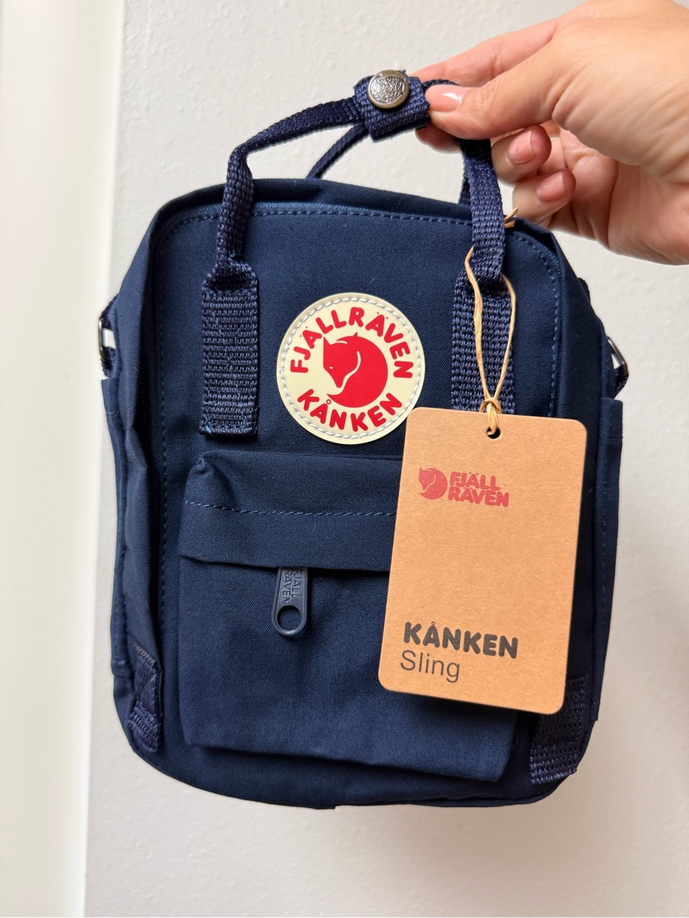 Fjallraven Kanken Mini Crossbody Bag in Dark Blue with Red Logo - Picture 4 of 5